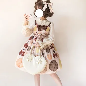 Mori palác sladká princezná lolita popruh šaty vintage vysoký pás tlač viktoriánskej šaty kawaii dievča gothic lolita cos loli