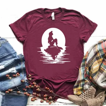 Morská víla princezná Tlač Ženy tričko Bavlna Lumbálna Funny t-shirt Dar Pani Yong Dievča Top Tee Kvapka Loď ZY-461