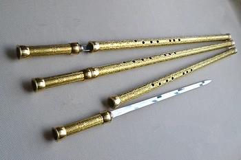Mosadze, Kov Flauta + Meč Tlačidlo C Tai Chi Kulturistike Meč Flauta xiao Bojových Umení Meč Priečna Flauta, Self-defense Zbraň
