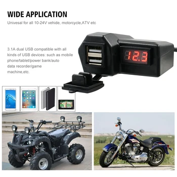 Motocykel Multifunkčné Dual USB Nabíjačku Mobilného Telefónu Adaptér s Voltmeter Silikónové ABS Plast Motocykel Nabíjania