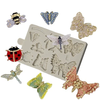 Motýľ & Hmyzu Brošňa Formy Fondant Cake Zdobenie Nástroje Silikónové Formy Čokoláda Pečenie Nástroje pre Koláče Gumpaste Formulár
