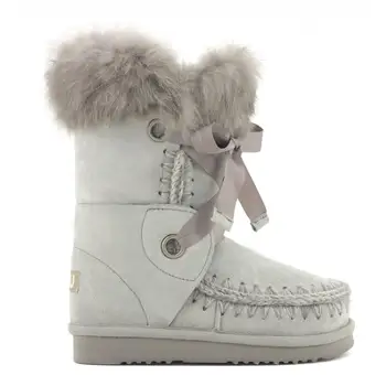 Moug zimné topánky, ženy čižmy pôvodné eskimo čipky a kožušiny, ručne vyrábané z ovčej platformu dámske členkové topánky
