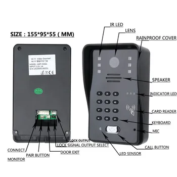 Mountainone 7inch Káblové/Bezdrôtové Wifi RFID Heslo Video Dvere, Telefón, Zvonček Intercom Systém Vstupu s, IR-CUT 1000TVL Fotoaparát