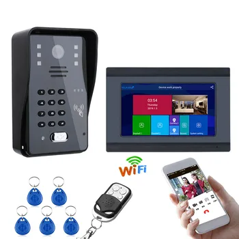 Mountainone 7inch Káblové/Bezdrôtové Wifi RFID Heslo Video Dvere, Telefón, Zvonček Intercom Systém Vstupu s, IR-CUT 1000TVL Fotoaparát
