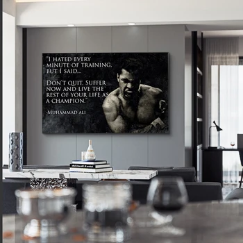 Muhammad Ali Motivačný Citát Plátno na Maľovanie Inšpiratívne Šport Plagáty a Tlačí na Steny Umenie Obrázok pre Obývacia Izba Dekor