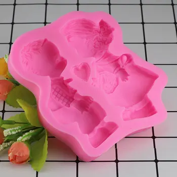Mujiang 3D Chlapec Dievča Svadobné Fondant Cake Zdobenie Nástroje Mydlo Sviečka, Silikónové Formy Čokoládové Cukrovinky Hliny Gumpaste Formy
