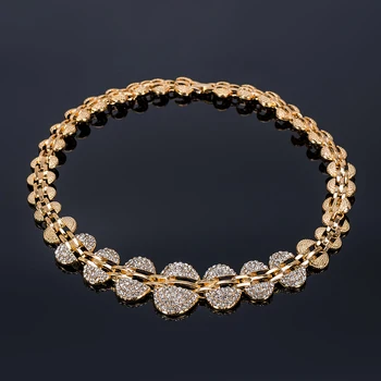 MUKUN Dubaj Zlaté Svadobné Šperky Set Svadobné Šperky Zlatá Farba Náhrdelník Náramok Nigérijský Krištáľové Náušnice, Prsteň pre Ženy