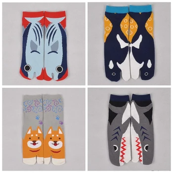 Multi-Farebné Unisex Sandál Krátke Ponožky Dámy Bavlna Samuraj Split Prst Ponožky Kimono Flip Flop Kapor Vzor 1 Pár XLZ9473