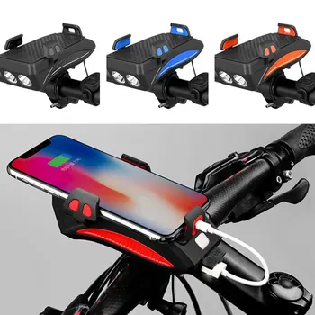 Multi-funkčné Cyklistické Svetlo USB Nabíjateľné LED Bike Vedúci svetlo Cyklistické Roh Držiaka Telefónu Powerbank 4 v 1 MTB Cyklistické Predné Svetlo