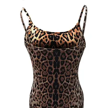 Multicolor Sexy Party Backless Leopard Tlač Cami bez Rukávov Ceruzka Chudá Klub Šaty tvaru slim party šaty vestidos verano A1