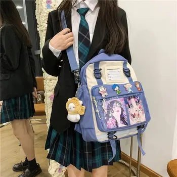 Multifunkčné Japonský Štýl Kawaii Batoh Nylonová Taška cez Rameno Školy Dievčatá Tote Bag Crossbody Taška Veľká-kapacita Školské Tašky