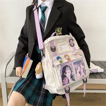 Multifunkčné Japonský Štýl Kawaii Batoh Nylonová Taška cez Rameno Školy Dievčatá Tote Bag Crossbody Taška Veľká-kapacita Školské Tašky