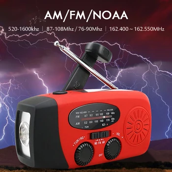 Multifunkčné Strane rádio Slnečné Dynamo Kľukou Powered AM/FM/NOAA Počasie Rádio Použiť Núdzové LED Baterka a Napájací Banky