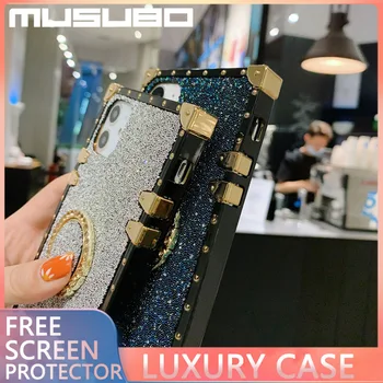 MUSUBO Luxury 3D Flash Vŕtacie puzdro Pre iPhone 12 11 PRO MAX XR XS Námestie Kryt Telefónu Populárne Shockproof Mäkké Lepidlo Zadný Kryt