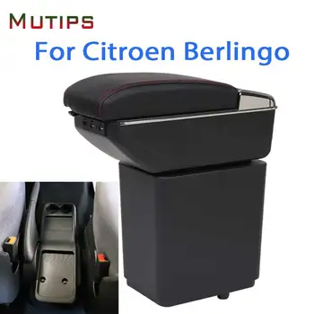 Mutips Pre Citroen Berlingo 2018 opierkou box kožené ramena zvyšok centrum stredovej konzoly, USB nabíjanie acccessories dekorácie auto