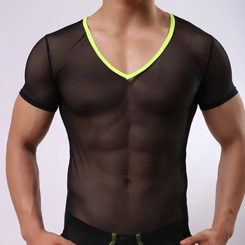 Muž Sexy Oka Transparentné Kompresie T Košele Gay Dizajnér Rýchle suché Tee Tričko Undershirts 2016 Módnej Značky Veľkosť M L XL