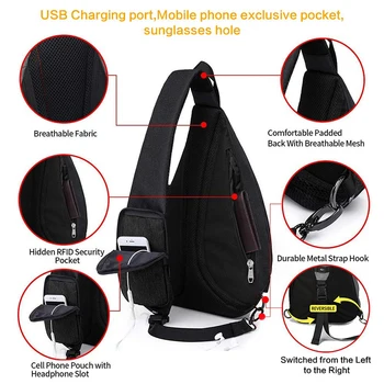 Muž Ženy Tašky cez Rameno USB Nabíjanie Crossbody Bag Anti theft Hrudníka Taška veľká kapacita 10.5