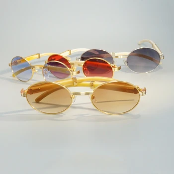 Muži Dizajnér slnečné Okuliare Oválne Trendy dámske Slnečné okuliare Carter Jasné Biele Horn Okuliare Retro Kolo Transparentné Gafas De Sol