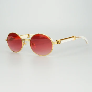 Muži Dizajnér slnečné Okuliare Oválne Trendy dámske Slnečné okuliare Carter Jasné Biele Horn Okuliare Retro Kolo Transparentné Gafas De Sol