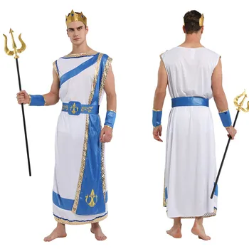 Muži gréckej mytológie Neptún Poseidon Cosplays Halloween kráľ všetkých bohov Zeus kostýmy Karneval Purim Maškaráda party šaty
