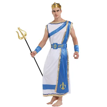 Muži gréckej mytológie Neptún Poseidon Cosplays Halloween kráľ všetkých bohov Zeus kostýmy Karneval Purim Maškaráda party šaty