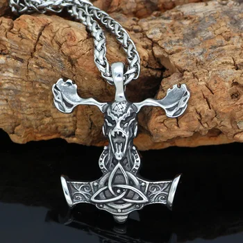 Muži Nordic viking uzol thor kladivo Talizman MJOLNIR nehrdzavejúcej ocele s príveskom náhrdelník