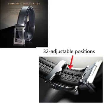 Muži Návrhár Luxusných Automatickej Pracky Pásu Klasické Kožené Módne Posuvné Ratchet Pásy Muž Pás Čierna Modrá 3.0 cm Šírka