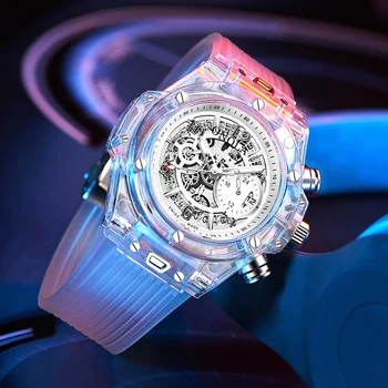 Muži Sledovať ONOLA Top Značky Luxusné Módne Biele Priehľadné Plastové Náramkové hodinky Pánske Nepremokavé Business Hodinky Relogio Masculino