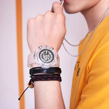 Muži Sledovať ONOLA Top Značky Luxusné Módne Biele Priehľadné Plastové Náramkové hodinky Pánske Nepremokavé Business Hodinky Relogio Masculino