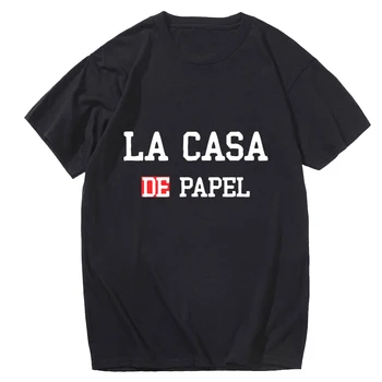 Muži tričko Zábavné Dizajn La Casa De Abstraktných T Shirt Peniaze Heist Tees TV Seriál Tshirts Mužov Dom Papiera čierne Tričko