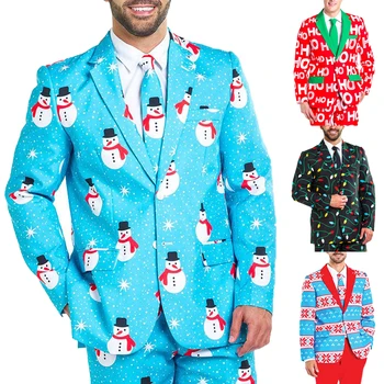 Muži Vianočné Oblek, Sako Dospelých Bunda, Kabát Vianočné Kostýmy Vyhovovali Zábavné Sako Bachelor Party Sako Vianoce M-XXL