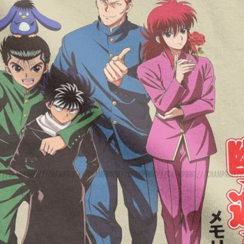 Muži Yu Yu Hakusho 25. Výročie T Košele Yusuke Kurama Anime Topy Voľný čas Krátky Rukáv, Okrúhly Golier Tee Tričko Dospelých T-Shirts