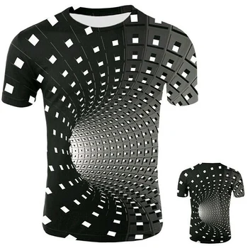 Muži Ženy Krátke Sleeve Tee Topy 3D Vírivá Tlač Optické Ilúzie T-Shirt XR-Hot