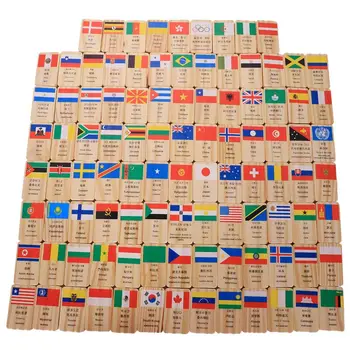 MWZ 100 kusov Nových Viacjazyčný Národnej Vlajky ino drevené hračky pochopenie sveta ino raného vzdelávania kognitívne hračka
