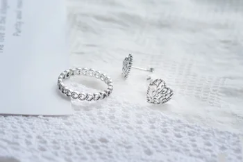 MYBEBOA Trendy 925 Sterling Silver Ring Daisy Kvet Šumivé Srdce Tiara Koruny Prstene pre Ženy Zapojenie Výročie Šperky