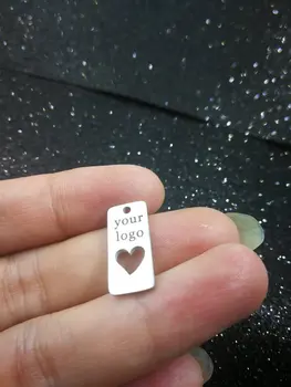 MYLONGINGCHARM 50pcs výrez srdce obdĺžnik tag-vlastné logo alebo slová-z nerezovej ocele s príveskom-prispôsobiť kúzlo Náramok