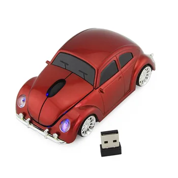Myši Pre Notebook, Bezdrôtová Mini Auto Tvare Počítačovej Myši Optická Usb Auto PC Mause 3D VW Chrobák Auto Maus 2.4 Ghz, 1600 DPI LED