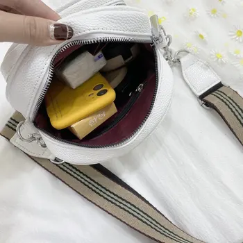 Mäkké kožené kabelky 2020 nové luxusné dizajnér dámy rameno messenger taška široký ramenný popruh, malé námestie, hlavné taška