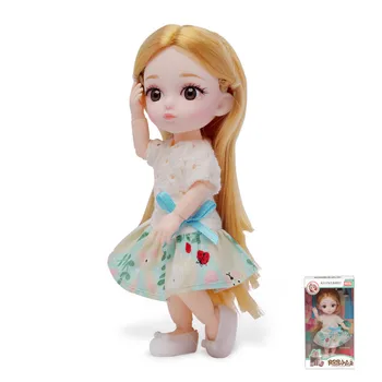 Móda 16 cm Bábiky s Oblečenie, Príslušenstvo, Mini Hnuteľného Spájané Telo BJD Baby Doll Dievčatá Šaty Bábiky, Hračky Pre Dievča Dary