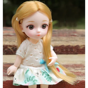 Móda 16 cm Bábiky s Oblečenie, Príslušenstvo, Mini Hnuteľného Spájané Telo BJD Baby Doll Dievčatá Šaty Bábiky, Hračky Pre Dievča Dary