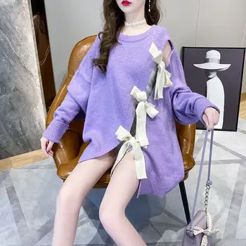 Móda 2020 Jeseň Zima Ženy Svetre Motýlik Nadrozmerná Sveter Kórejský Elegantné Dámy Knitwears Ostrihané Topy Harajuku Jumper