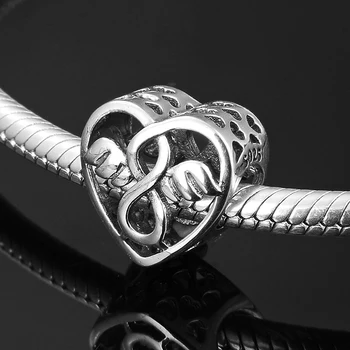 Móda 925 Sterling Silver Anjel krídla Duté Srdce Korálky pre Šperky, Takže fit Pôvodné Ženy europeu Kúzlo, Náramky, Prívesky