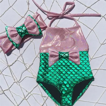 Móda Bežné Slim Deti Baby Girl Roztomilý Mermaid Plavky jednodielne plavky Bikiny, Plavky, plavky plážové oblečenie Letné Oblečenie