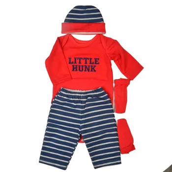 Móda Chlapec Oblečenie Sady Pre 22-23 palcový Reborn Baby Doll Chlapec, Červenej a Modrej Farby 4 ks Tričko, nohavice, klobúk ponožky Bábika Časti