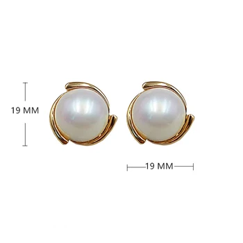 Móda Elegantný Francúzsky Pearl Stud Náušnice Pre Ženy Atraktívnemu Kolo Jednoduché Zlaté Kovové Simulované Perly Náušnice 2019 Nové Šperky