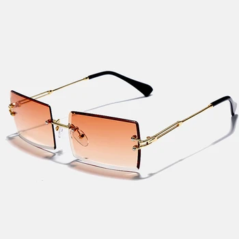 Móda Frameless Obdĺžnikové Okuliare Dámy Mužov Street, Streľba Trend Dizajnu Značky Tieni Zliatiny Okuliare UV400 okuliare