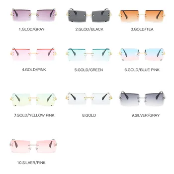 Móda Frameless Obdĺžnikové Okuliare Dámy Mužov Street, Streľba Trend Dizajnu Značky Tieni Zliatiny Okuliare UV400 okuliare