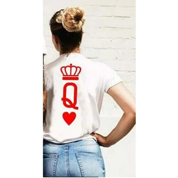 Móda Grafické Tumblr Poker Tlač Kráľ, Kráľovná Srdce Streetwear Tshirts 2018 Lete Ženy Muži Krátky Rukáv Bežné Pár Milenca