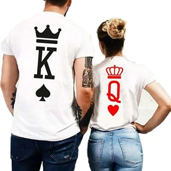 Móda Grafické Tumblr Poker Tlač Kráľ, Kráľovná Srdce Streetwear Tshirts 2018 Lete Ženy Muži Krátky Rukáv Bežné Pár Milenca