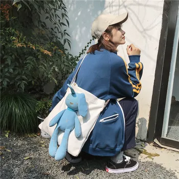 Móda Japonského Králika kreslená Postavička Plátno Aktovka Zvierat prepravný vak IN kapsičky taška s jedným taška cez rameno roztomilý taška